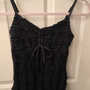 Black Ruffled Smocked Tank Top